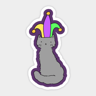 Jester Hat Blue Cat Sticker